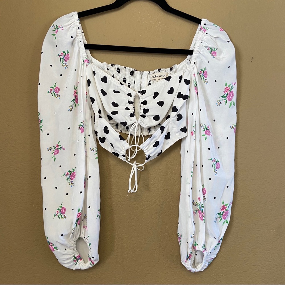 For Love & Lemons Lucia Set Floral Heart XS/S NWT - Picture 5 of 16